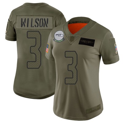 Nike Seattle Seahawks #3 Russell Wilson Camo Women's Stitched NFL Limited 2019 Salute to Service Jersey
